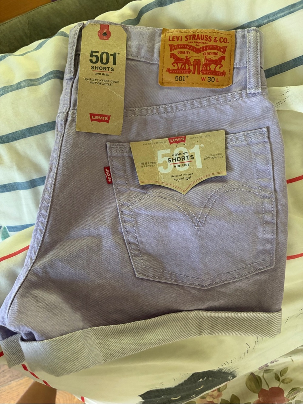Levi's Lavender 501 Mid-Rise Jean Shorts